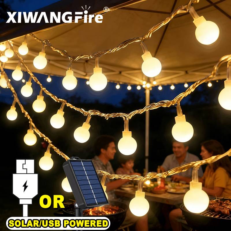 Smart Garden Lamp - 3-10M Solar/USB/Battery String Lights, Fairy Globe