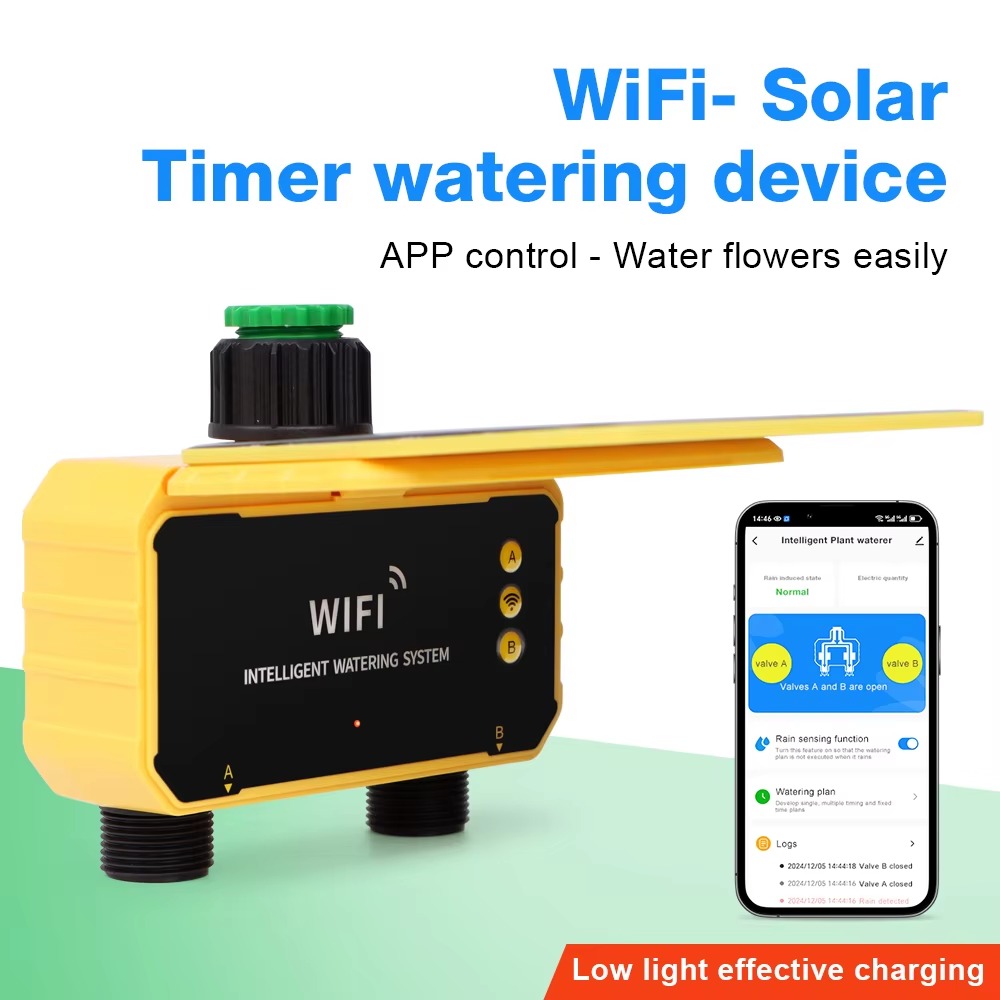 Smart Garden Monitoring System - 1/2 Outlets WIFI Solar Irrigation Timing
