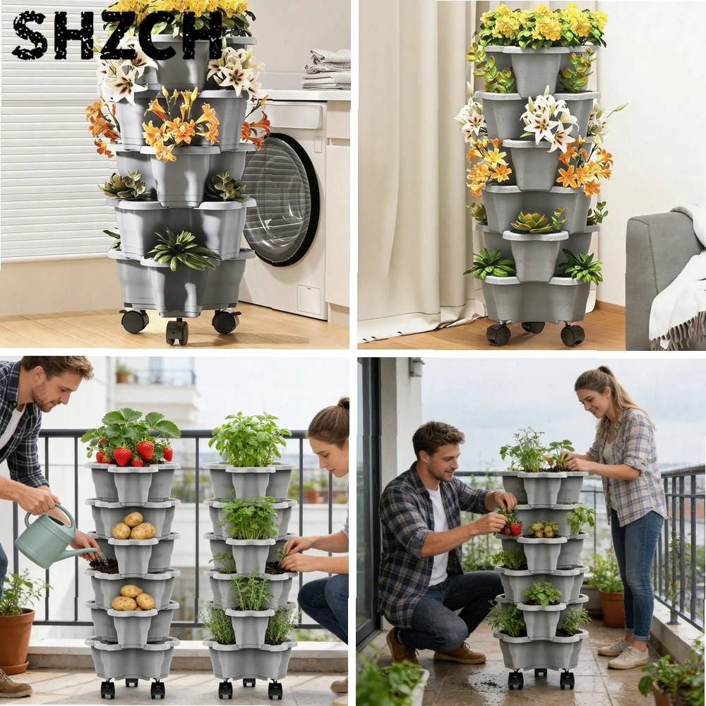 Plant Tower 6-Tier with Wheels - Vertical Planter Tower 评论和价格