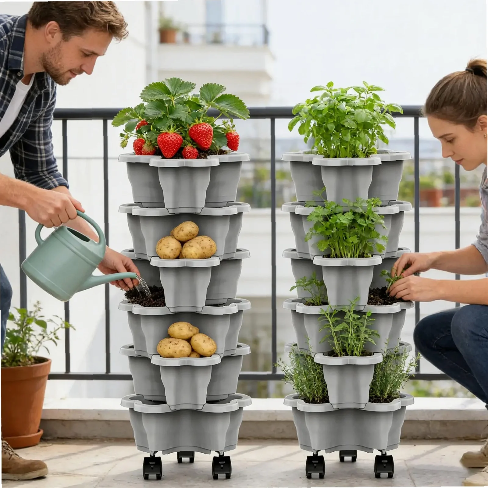 Plant Tower 6-Tier with Wheels - Vertical Planter Tower 评论和价格