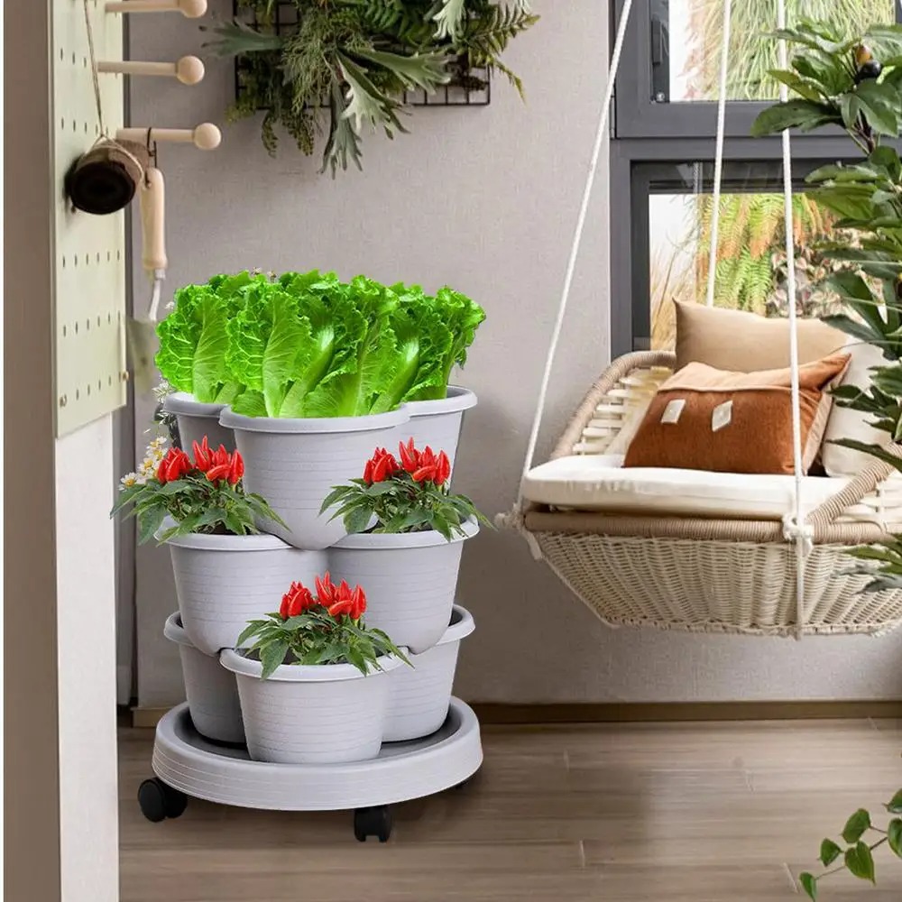 Vertical Tower Stackable Flowe - Vertical Planter Tower 评论和价格